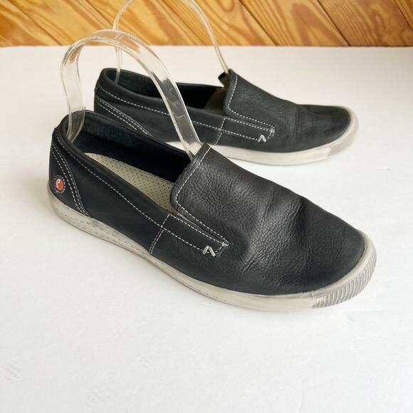 SOFTINOS Fly London Ita Slip on Shoe Loafer Blacked Washed Leather - Picture 1 of 8